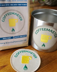 Coffeemaster coffee, patch, and sticker bundle (mug not included)